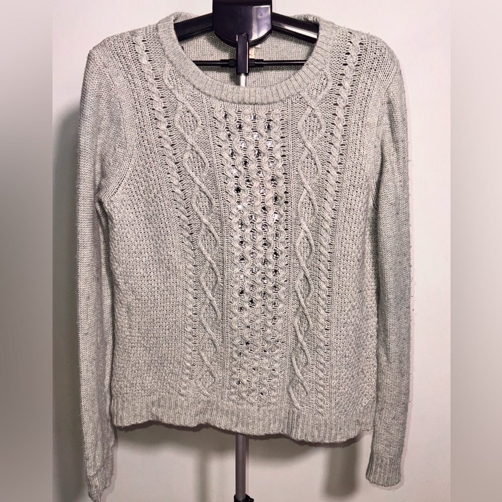 J. Crew jeweled Knit Sweater - Soft Gray